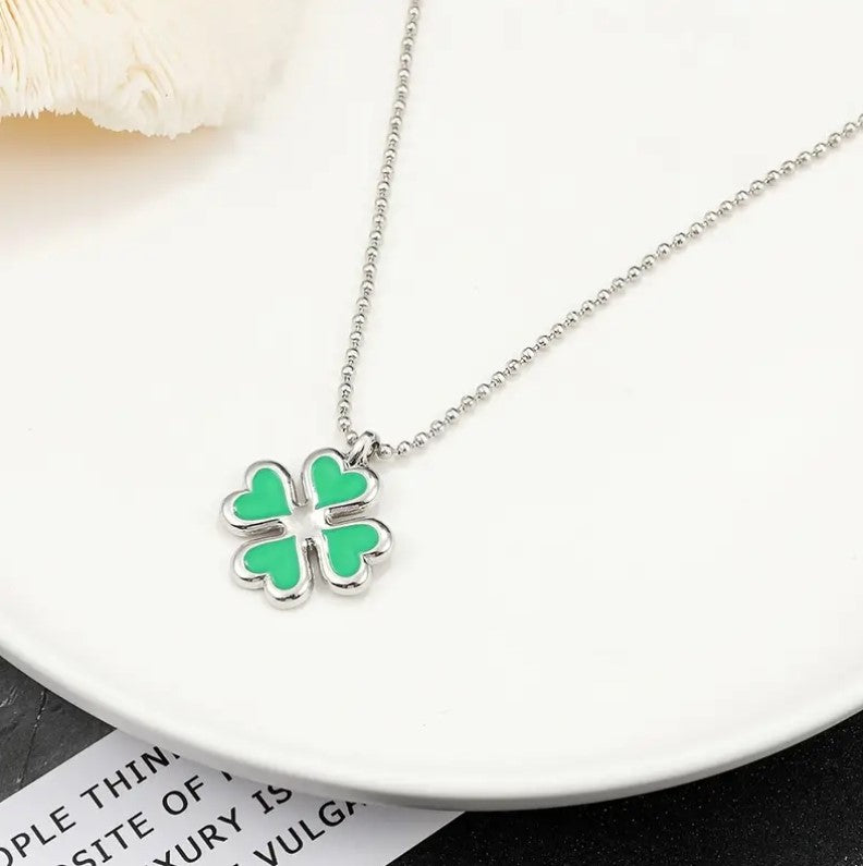 Four Leaf Clover Charm Necklace St. Patrick's Day Pendant Necklace
