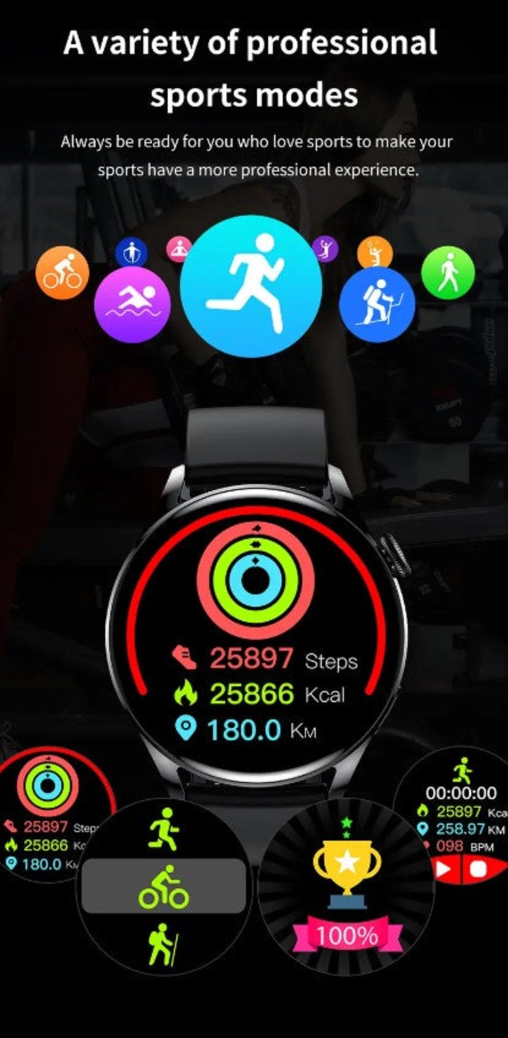 Smart Watch Wireless Heart Rate Oxygen Sleep Monitor Sports Tracker Phone Calls Texts