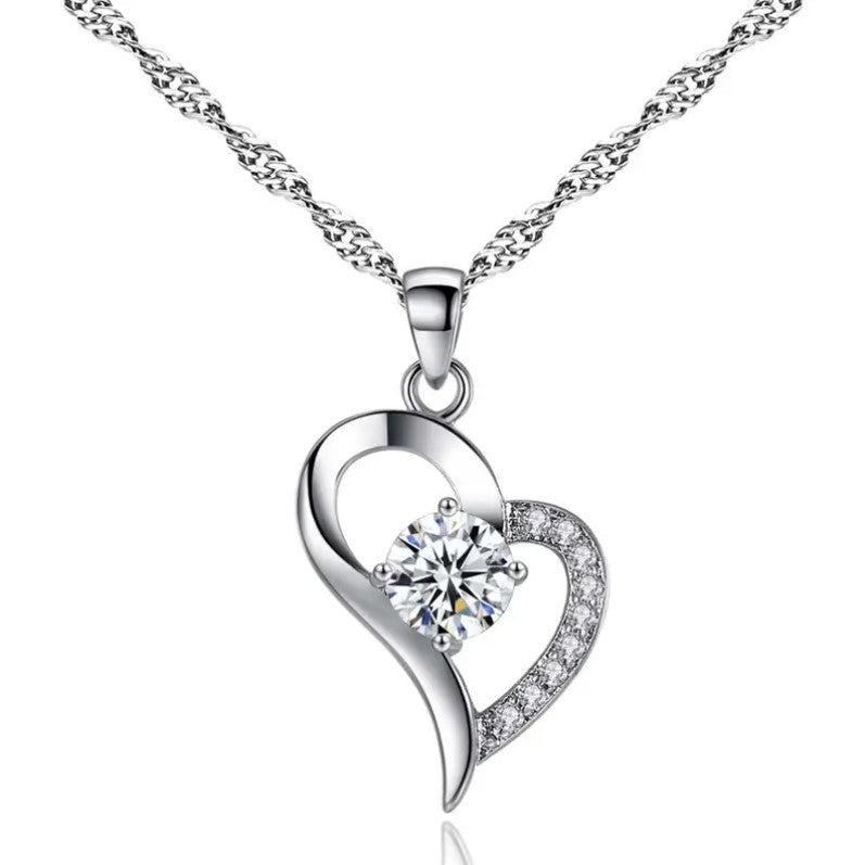 Women's Heart Zircon Pendant Necklace