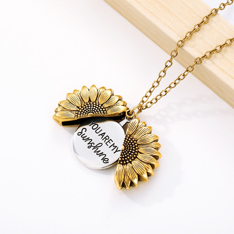 You Are My Sunshine Necklaces For Women Sunflower Necklace Gold Silver Rose Gold Gift Box