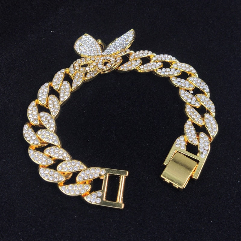 Luxury Men Women Cuban Chain Iced Out Bracelet With Rhinestone Zircon