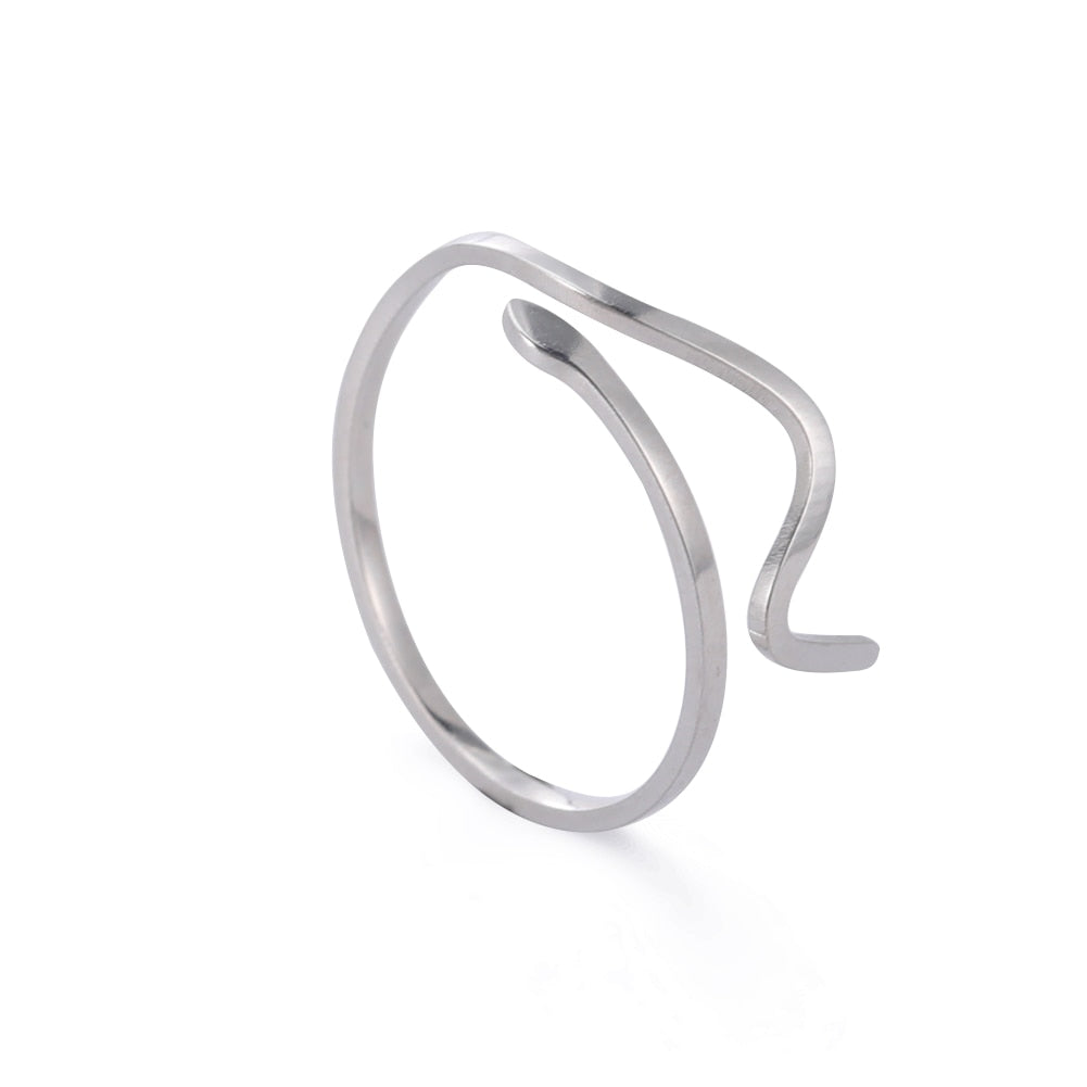 Adjustable Stainless Steel Ring for Women Cat Snake Cross Dog Paw Lightning Angel Wing Couple Ring