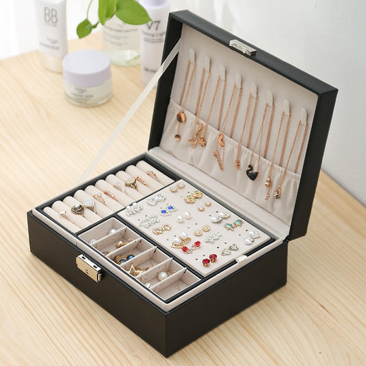 New Double-Layer Velvet Jewelry Box Jewelry Storage
