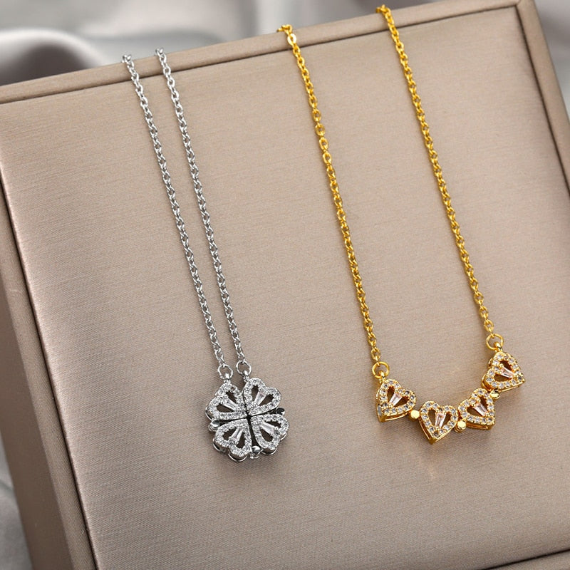 Trendy Vintage Lucky Four Leaf Clover Necklaces for Women