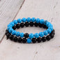 2PCS/Set Distance Bracelet For Women Men Natural Stone Yoga Energy Beaded Couple Stretch Bracelets 8MM