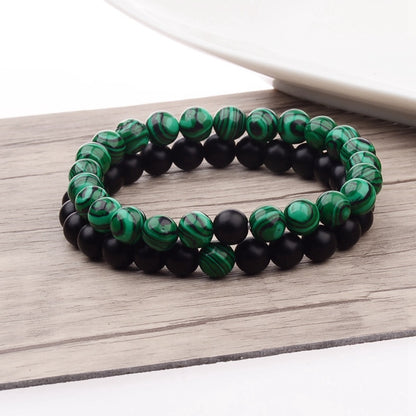 2PCS/Set Distance Bracelet For Women Men Natural Stone Yoga Energy Beaded Couple Stretch Bracelets 8MM