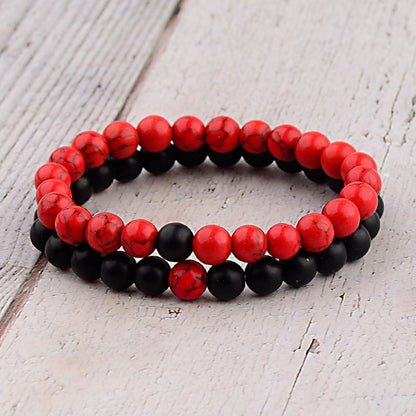 2PCS/Set Distance Bracelet For Women Men Natural Stone Yoga Energy Beaded Couple Stretch Bracelets 8MM