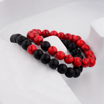 2PCS/Set Distance Bracelet For Women Men Natural Stone Yoga Energy Beaded Couple Stretch Bracelets 8MM