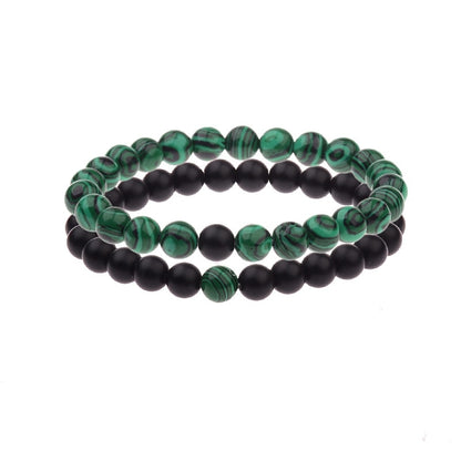 2PCS/Set Distance Bracelet For Women Men Natural Stone Yoga Energy Beaded Couple Stretch Bracelets 8MM