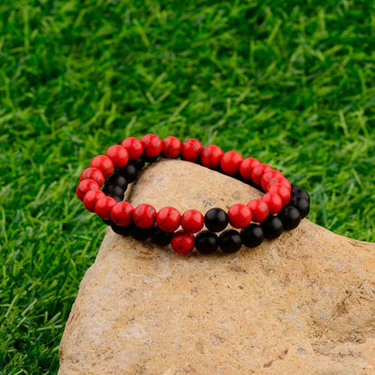 2PCS/Set Distance Bracelet For Women Men Natural Stone Yoga Energy Beaded Couple Stretch Bracelets 8MM