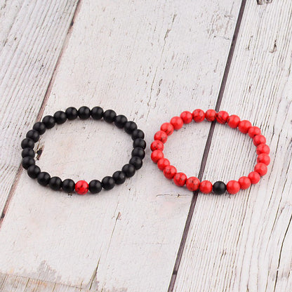 2PCS/Set Distance Bracelet For Women Men Natural Stone Yoga Energy Beaded Couple Stretch Bracelets 8MM