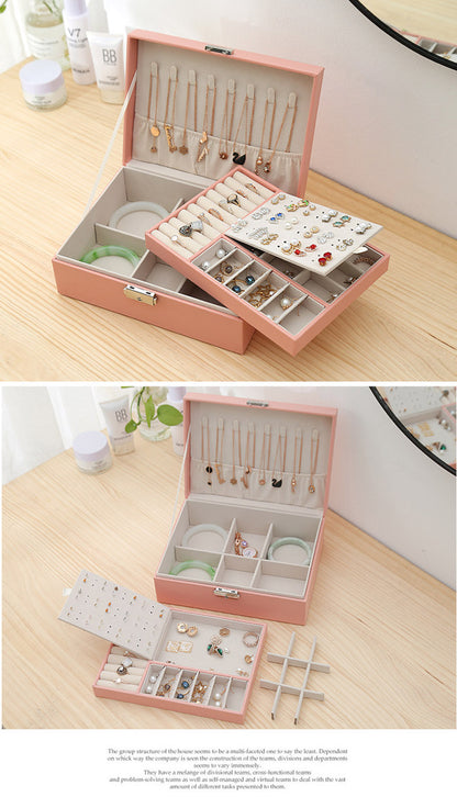 New Double-Layer Velvet Jewelry Box Jewelry Storage