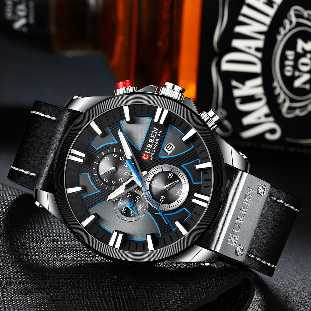 CURREN Men Watch Leather Brand Luxury Quartz Chronograph Watch