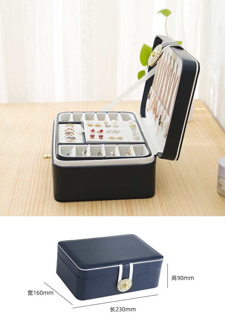 Double Layer Jewelry Box Portable Leather Display Organizer