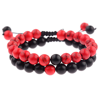 2PCS/Set Distance Bracelet For Women Men Natural Stone Yoga Energy Beaded Couple Stretch Bracelets 8MM