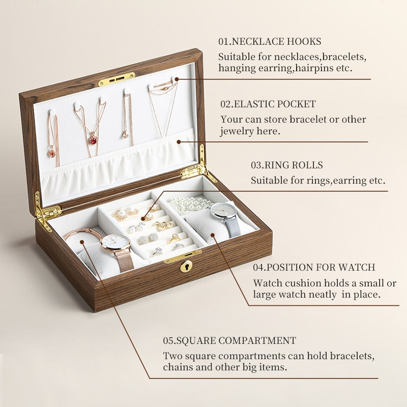 Classic Wooden Flip Jewelry Organizer Box Jewelry Storage United States