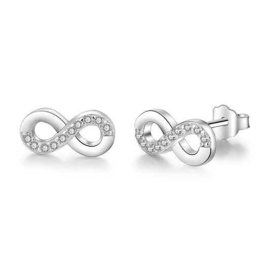 Ladies Sterling Silver Infinity Love Symbol Earrings