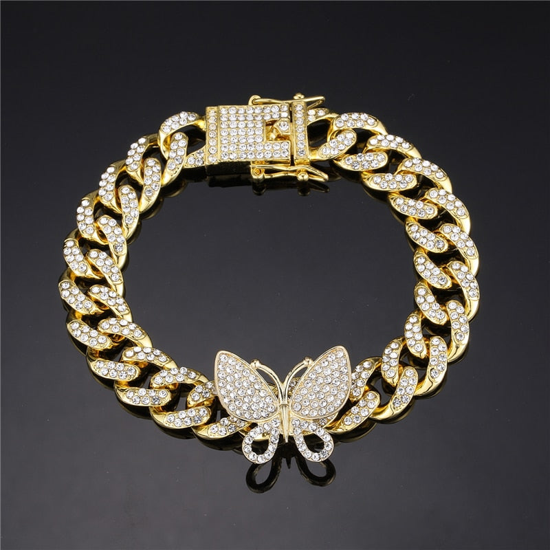 Luxury Men Women Cuban Chain Iced Out Bracelet With Rhinestone Zircon