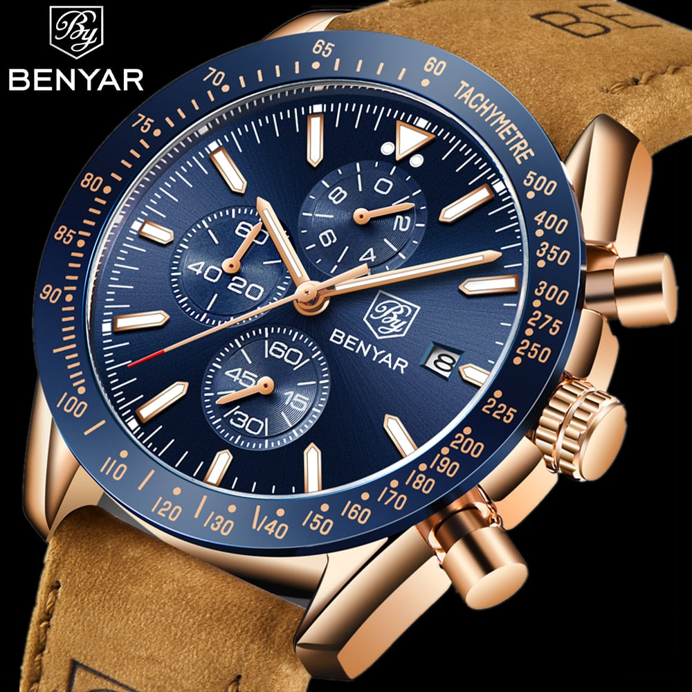 BENYAR Men's Luxury Sport Quartz Chronograph Watch