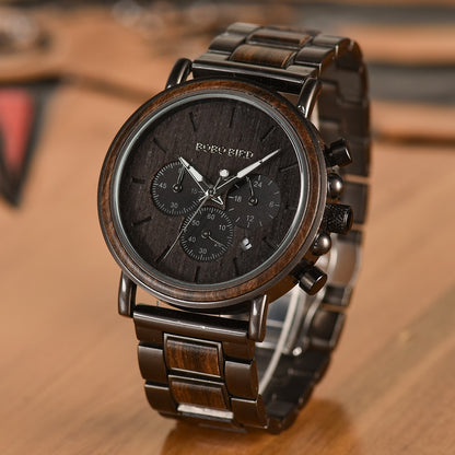 Quartz Watch For Men Luxury Wood Wrist Watches