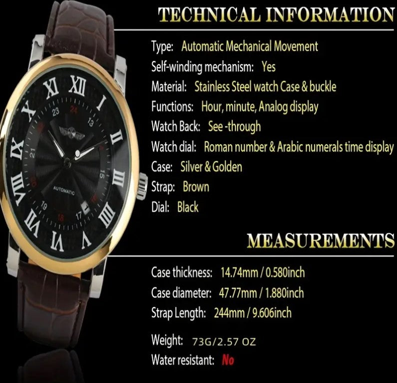 WINNER Hollow Automatic Mechanical Calendar Men's Watch