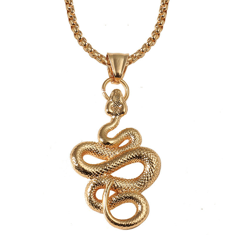Men's Titanium Steel Snake Pendant Necklace