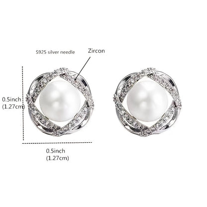 Embossed S925 Zircon Stitch Earrings