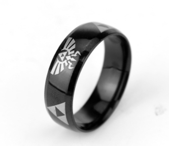 8MM Legend of Zelda Men's Black Tungsten Carbide Wedding Engagement Ring