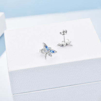 Dragonfly Gifts for Women Sterling Silver Dragonfly Stud Earrings with Austrian Crystal