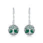 Sterling Silver Tree Of Life Abalone Shell Pendant Earrings For Women