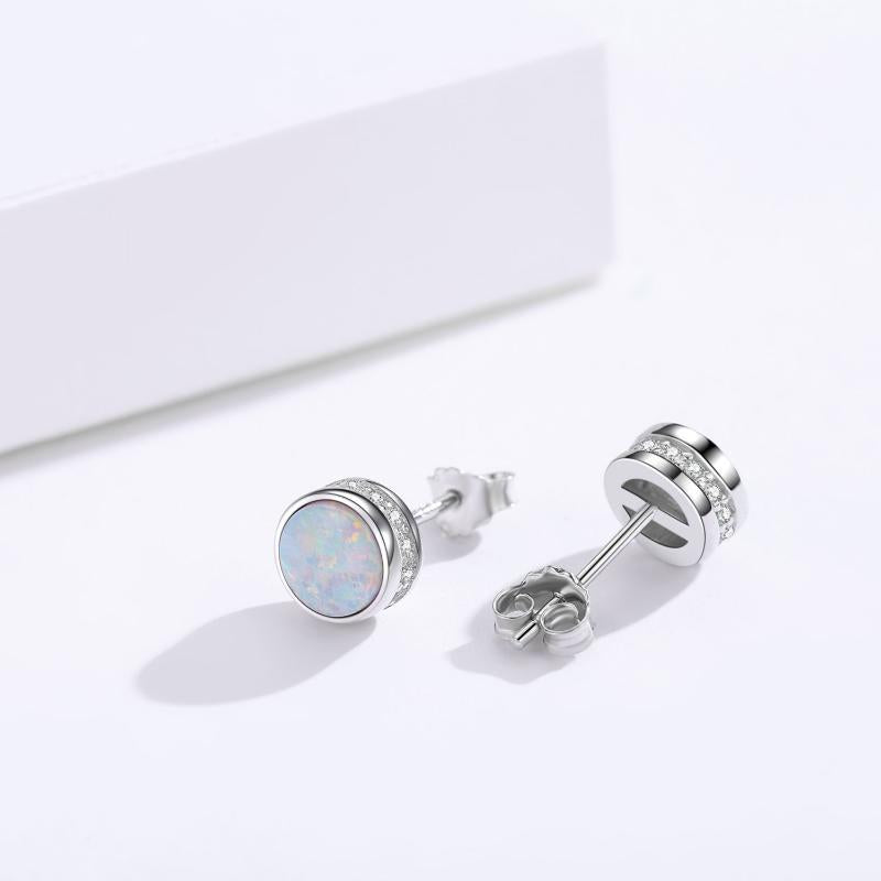 Opal Stud Earrings 925 Sterling Silver Earrings For Women Teens