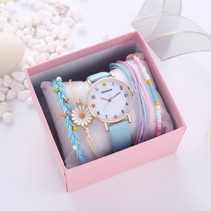 Cute Girls Flower Watch Bracelet Set