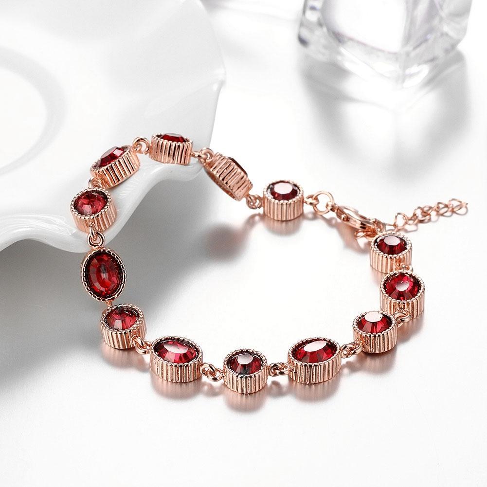 Multi Red Austrian Elements Tennis Bracelet in 14K Rose Gold