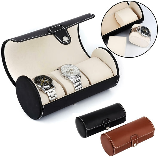 3 Slot Leather Travel Watch Box Jewelry Storage Organizer