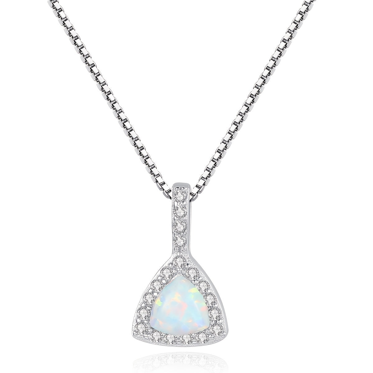 925 Sterling Silver Opal Pendant Necklace For Women