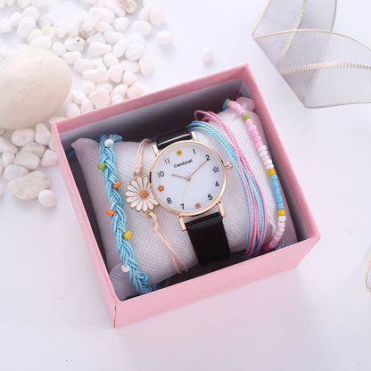 Cute Girls Flower Watch Bracelet Set