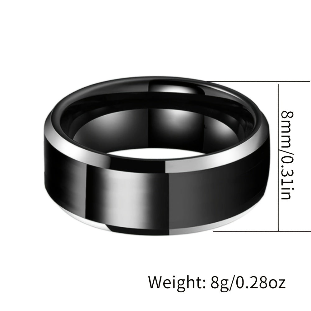 8mm High Polished Men's Stainless Steel Ring Sizes 7-13
