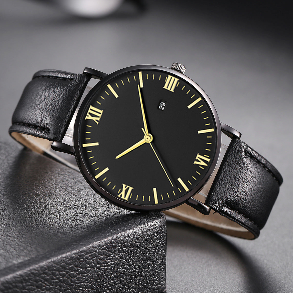 Men's Quartz Watch Fashion Casual PU Leather Strap
