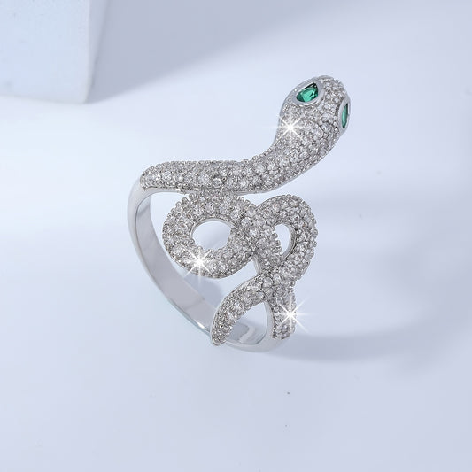 Sterling Silver Cubic Zirconia Snake Ring For Women