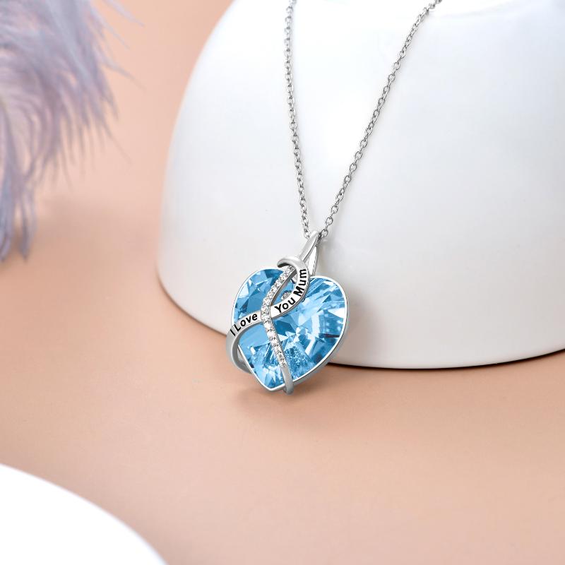 Gifts for Mum Necklaces Mother Birthday Jewelry Gifts Sterling Silver I Love You Mum Heart Necklace