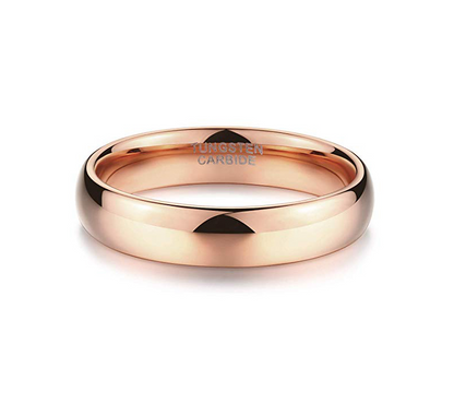 4MM Rose Gold Tungsten Wedding Ring, Rose Gold Tungsten Ring, High Polish