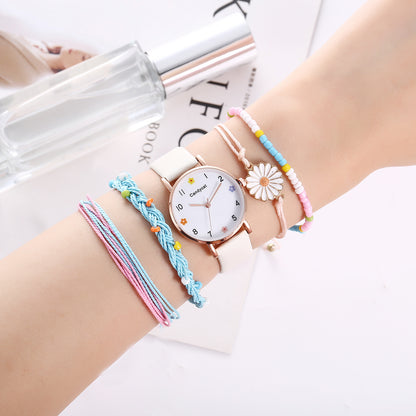 Cute Girls Flower Watch Bracelet Set