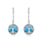 Sterling Silver Tree Of Life Abalone Shell Pendant Earrings For Women