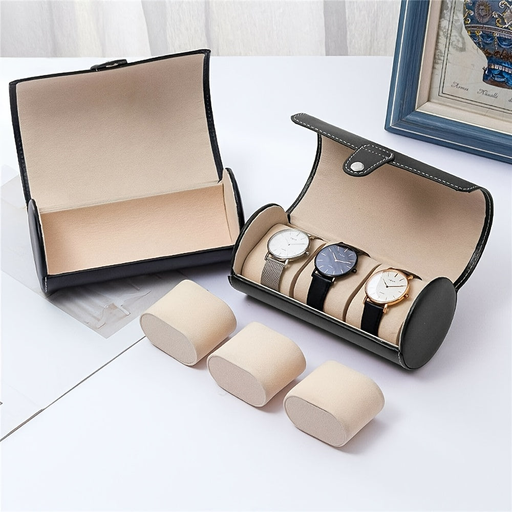 3 Slot Leather Travel Watch Box Jewelry Storage Organizer