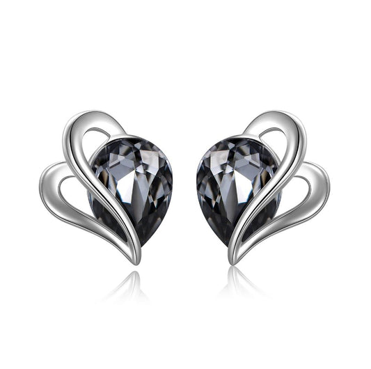 Sterling Silver Crystal Stud Earrings for Women Girls Swarovski Element Dainty Love Knot Ear Studs Jewelry Gift for Her