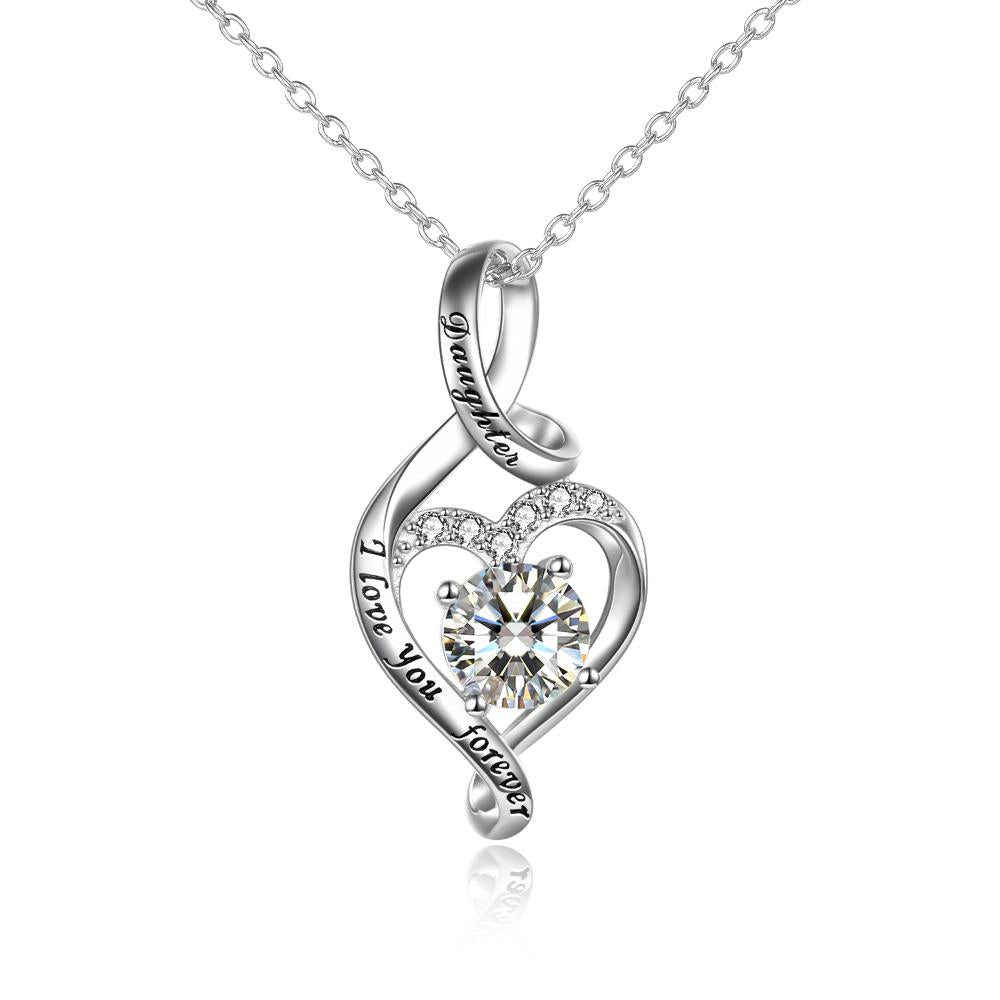 Daughter I Love You Forever Sterling Silver Heart Necklace Jewelry Gift