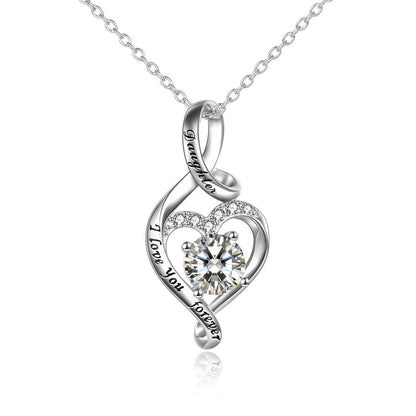 Daughter I Love You Forever Sterling Silver Heart Necklace Jewelry Gift