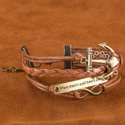 Leather Bracelet with Stainless Steel