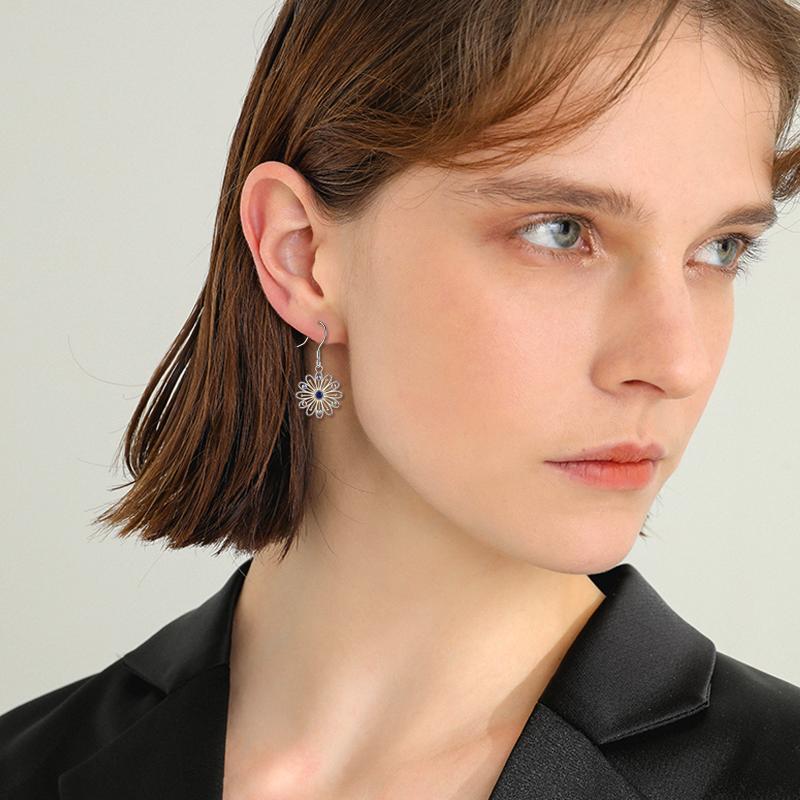 Daisy Earrings Sterling Silver Daisy Flower Dangle Earrings For Women Girls