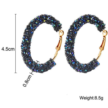 Crystaldust Hoop Earring With Gemstone  Crystals - Blue 18K Gold Plated Earring